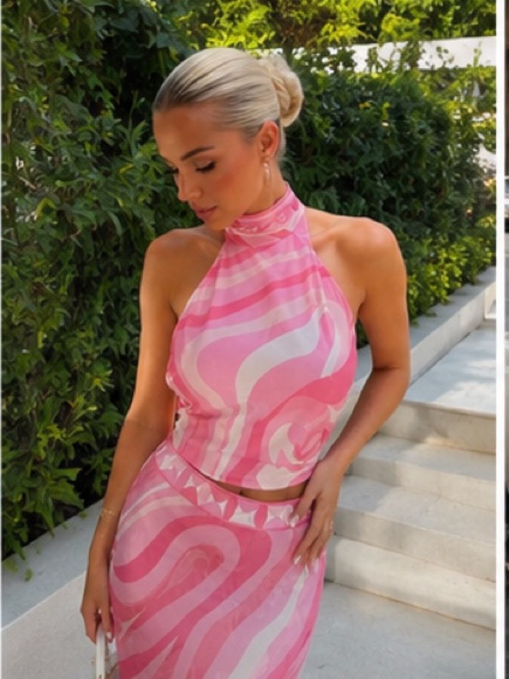 Emilio Pucci Pink Swirl Halter Top